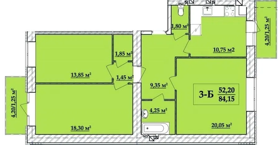 ЖК Академ містечко — 84.2 м²