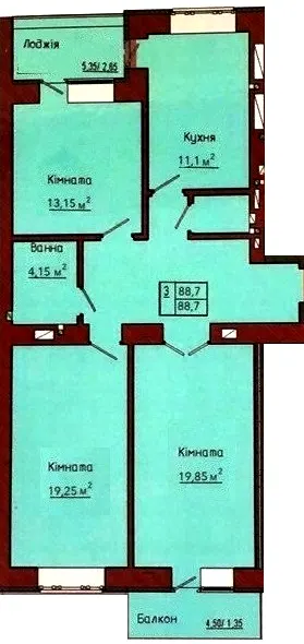 ЖК Академ містечко — 88.7 м²