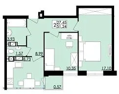 ЖК Comfort City — 51.2 м²