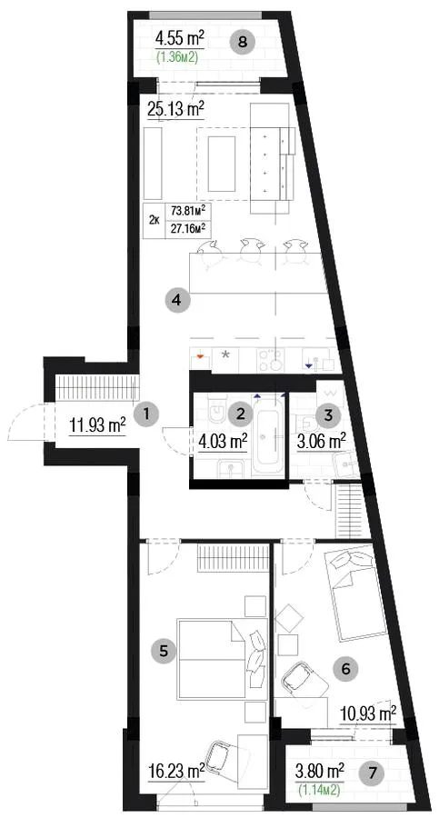2-комнатная квартира, 74 м², вул. Охотничья, 5-17, Гостомель — фото 1
