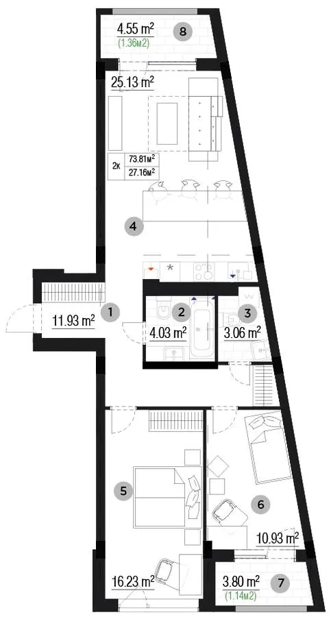 ЖК Park Town — 73.8 м²