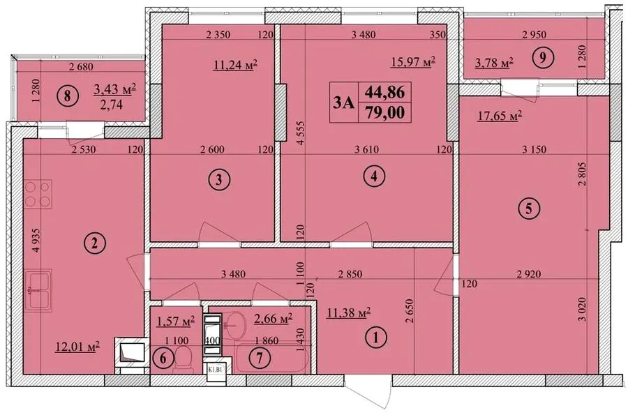 ЖК Будинок на Волошина — 79 м²