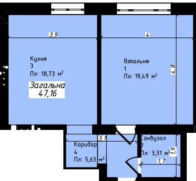 ЖК Джем Таун — 47.2 м²