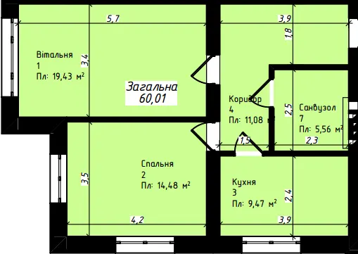 ЖК Джем Таун — 60 м²