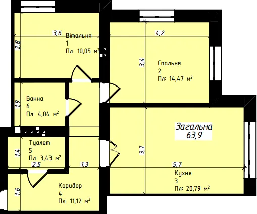 ЖК Джем Таун — 63.9 м²