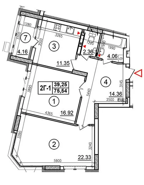 ЖК Эврика — 75.5 м²