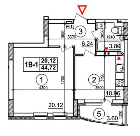 ЖК Еврика — 44.7 м²