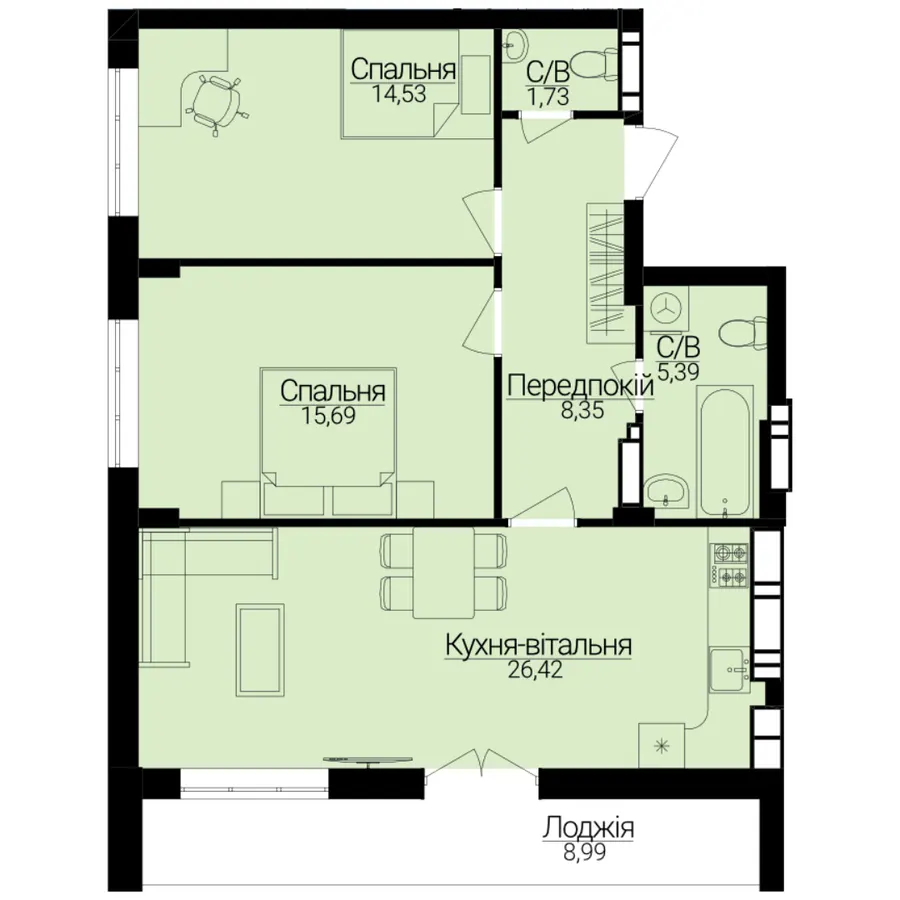 ЖК Гостомель Residence — 76.6 м²
