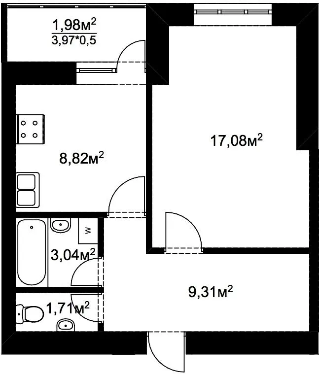 ЖК Подвір'я — 41.9 м²