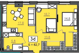 МФК CITÉ — 62.7 м²