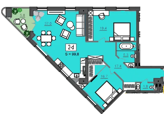 МФК CITÉ — 99.8 м²