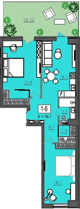 МФК CITÉ — 76.1 м²
