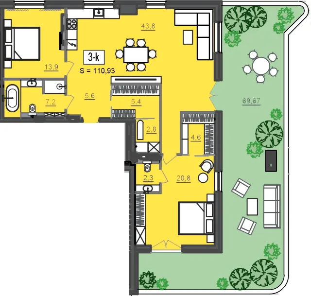 МФК CITÉ — 110.9 м²