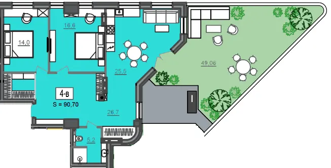 МФК CITÉ — 90.7 м²
