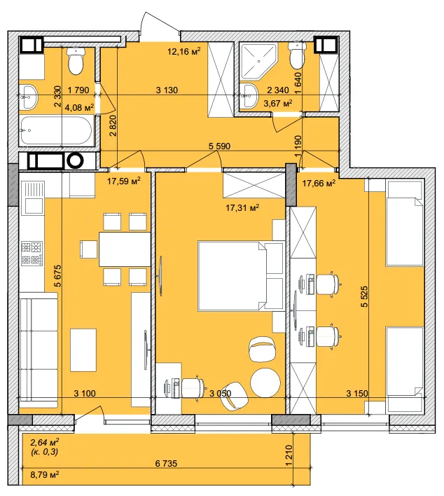 ЖК BASA city — 75.1 м²