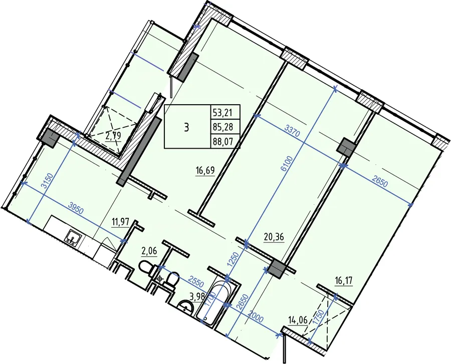 ЖК Авіаційний — 90 м²