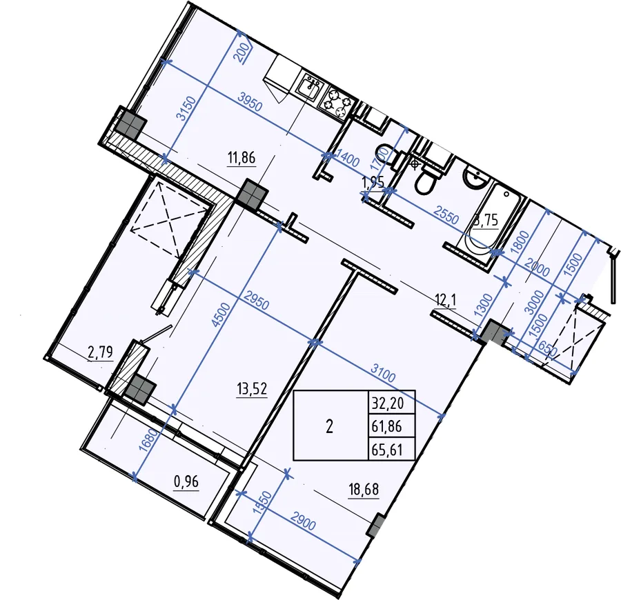 2-кімнатна квартира, 66 м², вул. Авіаційна, 39, Харків — фото 1
