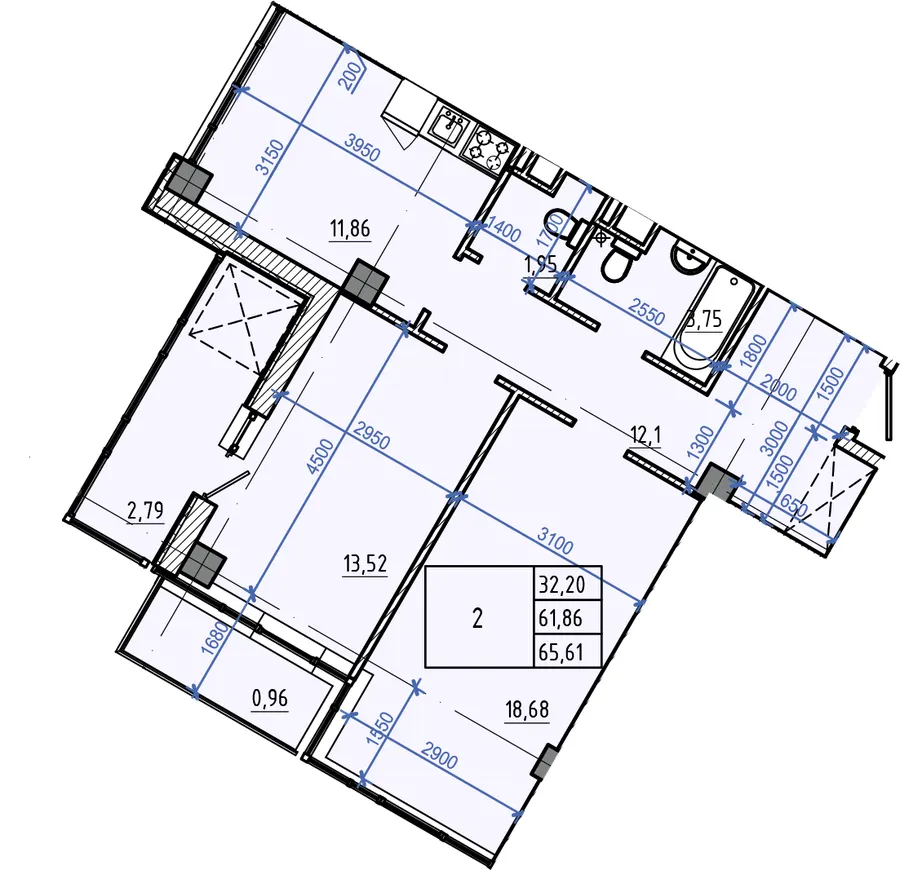 ЖК Авіаційний — 65.6 м²