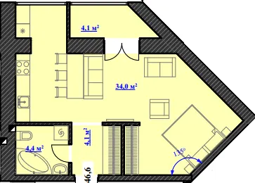 ЖК Ювілейний — 46.6 м²