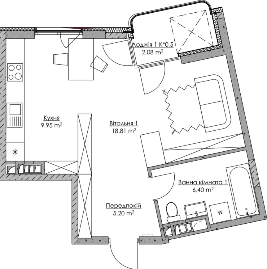 ЖК O2 Residence — 42.4 м²