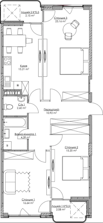 ЖК O2 Residence — 92.4 м²