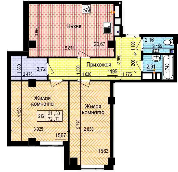 ЖК Пролісок — 72.7 м²