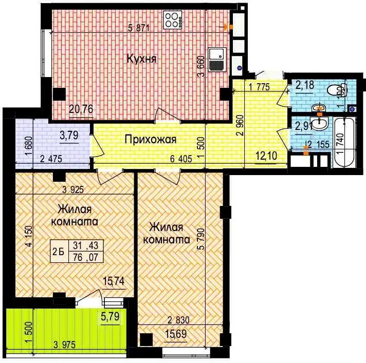 ЖК Пролісок — 76.1 м²