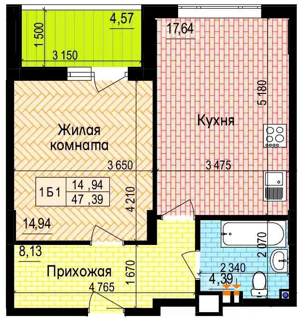 ЖК Пролісок — 47.4 м²