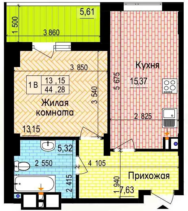 ЖК Пролісок — 44.3 м²