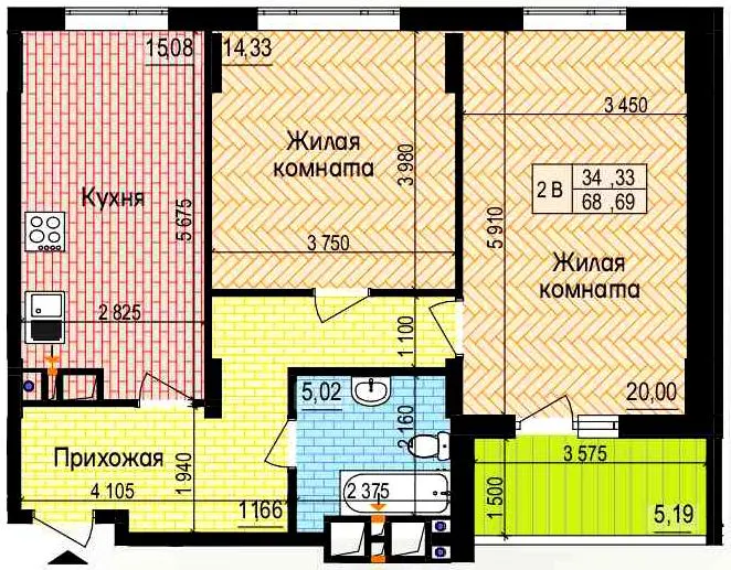 ЖК Пролісок — 68.7 м²