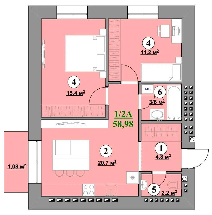 ЖК Park House — 59 м²