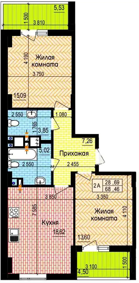 ЖК Пролісок — 68.5 м²