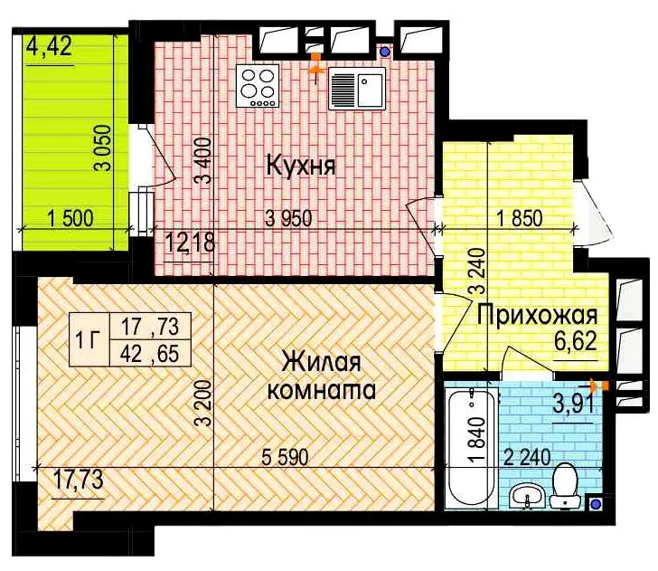 ЖК Пролісок — 42.7 м²