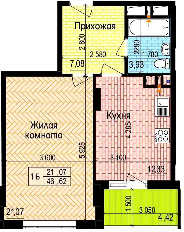 ЖК Пролісок — 46.6 м²
