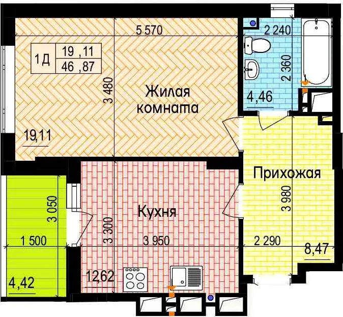ЖК Пролісок — 46.9 м²