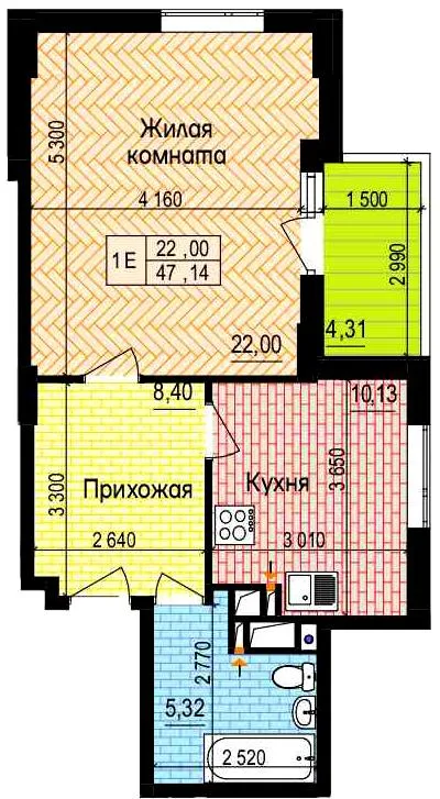 1-комнатная квартира, 47 м², просп. Льва Ландау / просп. Героїв Харкова, Харьков — фото 1