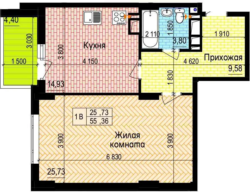 ЖК Пролісок — 55.4 м²