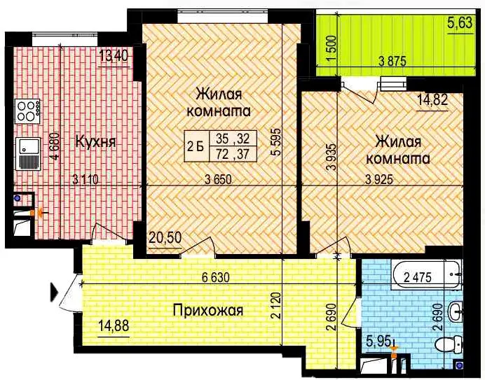 ЖК Пролісок — 72.4 м²