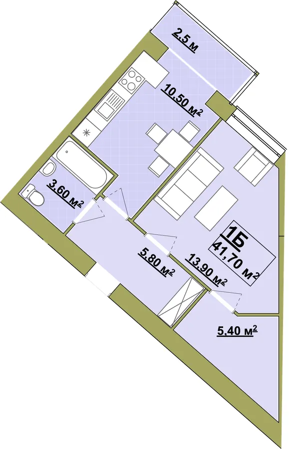 Житловий район Княгинин — 41.7 м²