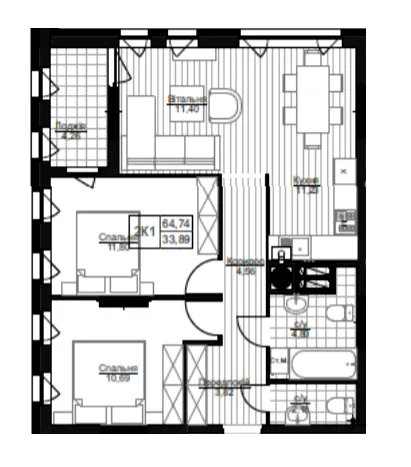 ЖК Столичний Престиж — 64.7 м²