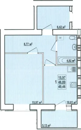 ЖК Райдужний-3 — 49.5 м²