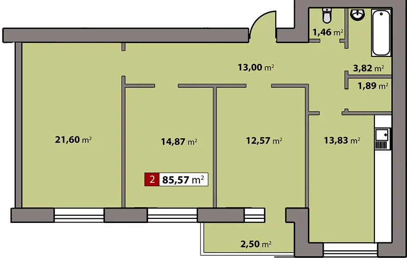 ЖК Парковий квартал — 85.9 м²