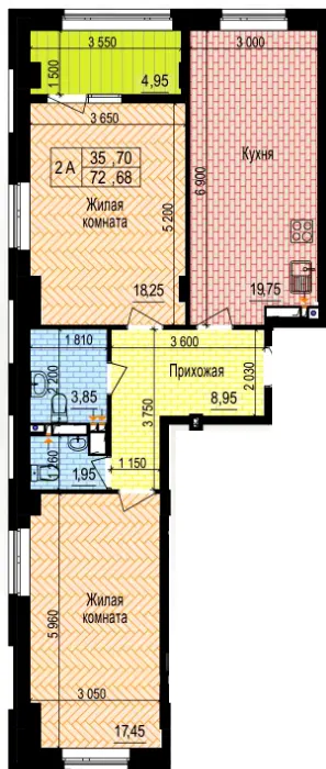 ЖК Аквамарин — 72.7 м²