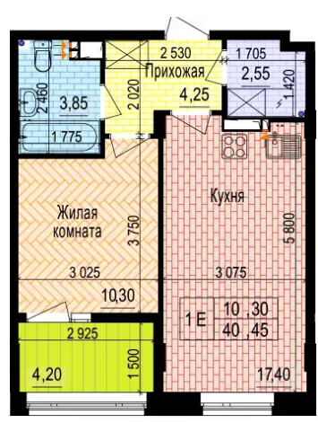 ЖК Аквамарин — 40.5 м²