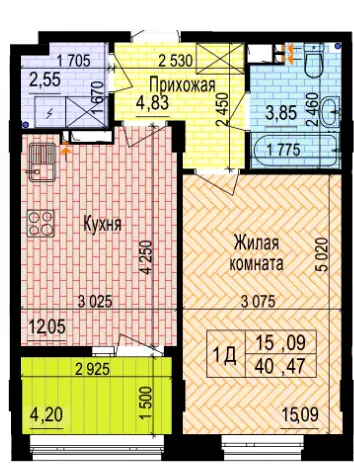 ЖК Аквамарин — 40.5 м²
