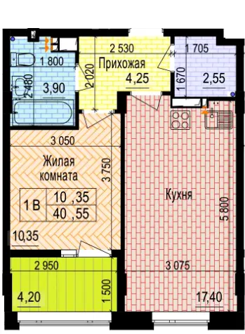 ЖК Аквамарин — 40.6 м²