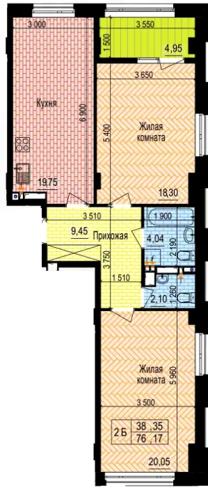 ЖК Аквамарин — 76.2 м²