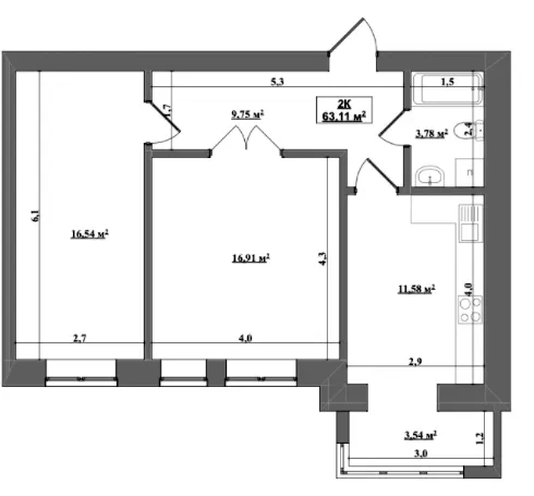ЖК Затишний — 63.1 м²