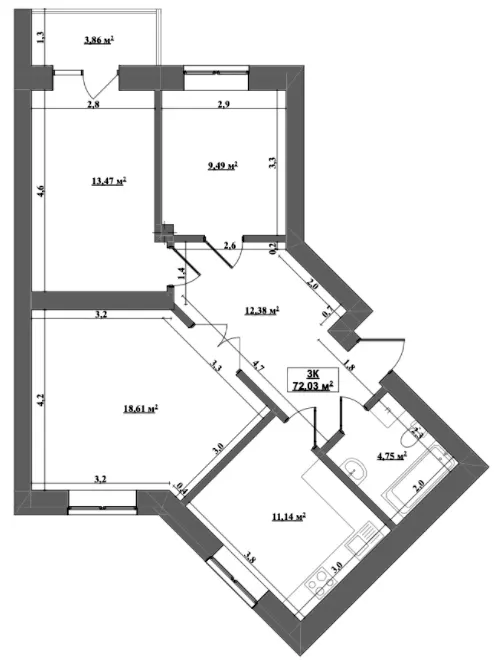 ЖК Затишний — 72 м²
