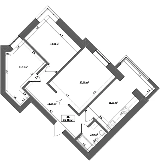 ЖК Затишний — 75.2 м²